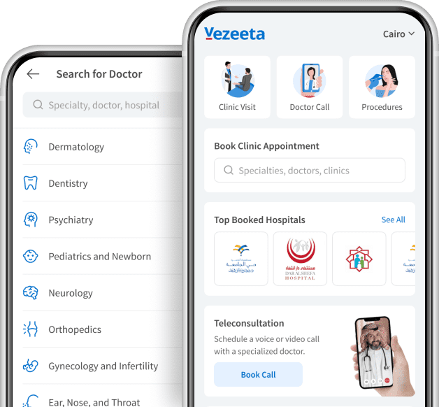 Vezeeta registration form on a smartphone.